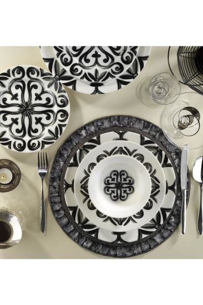 Kütahya Porselen Bone Kalipso 52 Parça 880042 Desenli Yemek Takımı