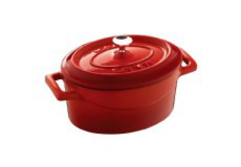 Lava Trendy Oval Mini Döküm Demir Tencere 12x9 cm Kırmızı