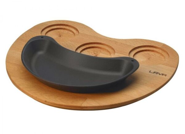 Lava Ahşap Altlıklı Döküm Demir Fajita Tavası 10x20 cm