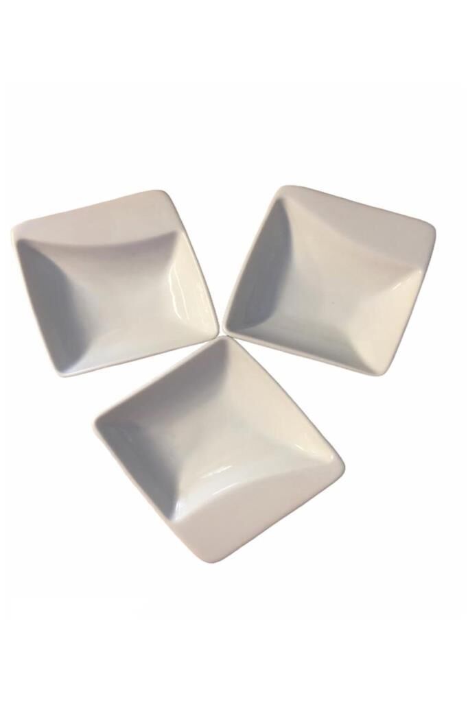 Kütahya Porselen Tavola 7 cm Mini Kare Kahvaltı,Sos,Meze,Çerez Tabağı 3 lü