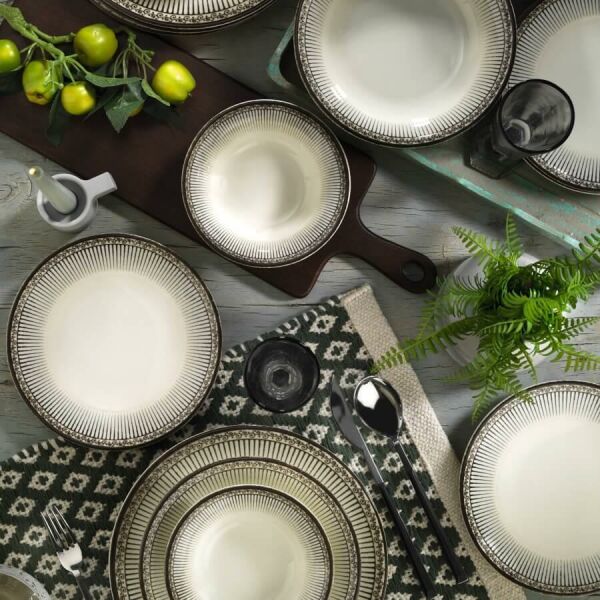 Kütahya Porselen NANO CERAM 24 PRÇ YEMEK TAKIMI DG110/SİYAH