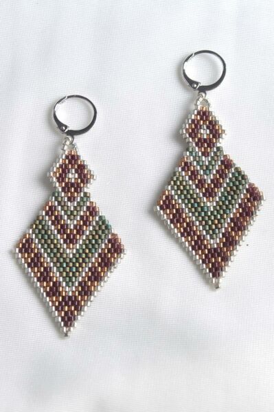 Zarias's Küpe Miyuki Baklava Desen Bakır-Yeşil