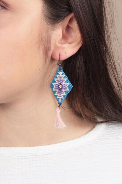 Zarias's Küpe Miyuki Baklava Desen Lacivert - Lila