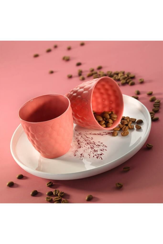 Kütahya Porselen Favo Espresso Kahve Fincan Seti 150 cc Pembe 2 li