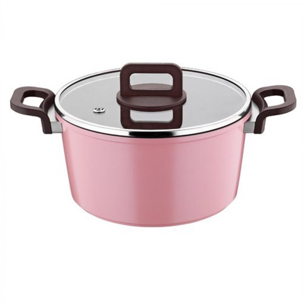 Kütahya Porselen Cerapure 24 Cm Tencere Cam Kapaklı Pembe