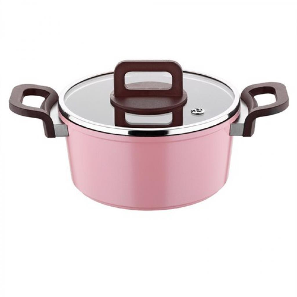 Kütahya Porselen Cerapure 20 Cm Tencere Cam Kapaklı Pembe