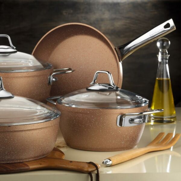 Kütahya Porselen San Marco 7 Parça Tencere Seti Granit Gold