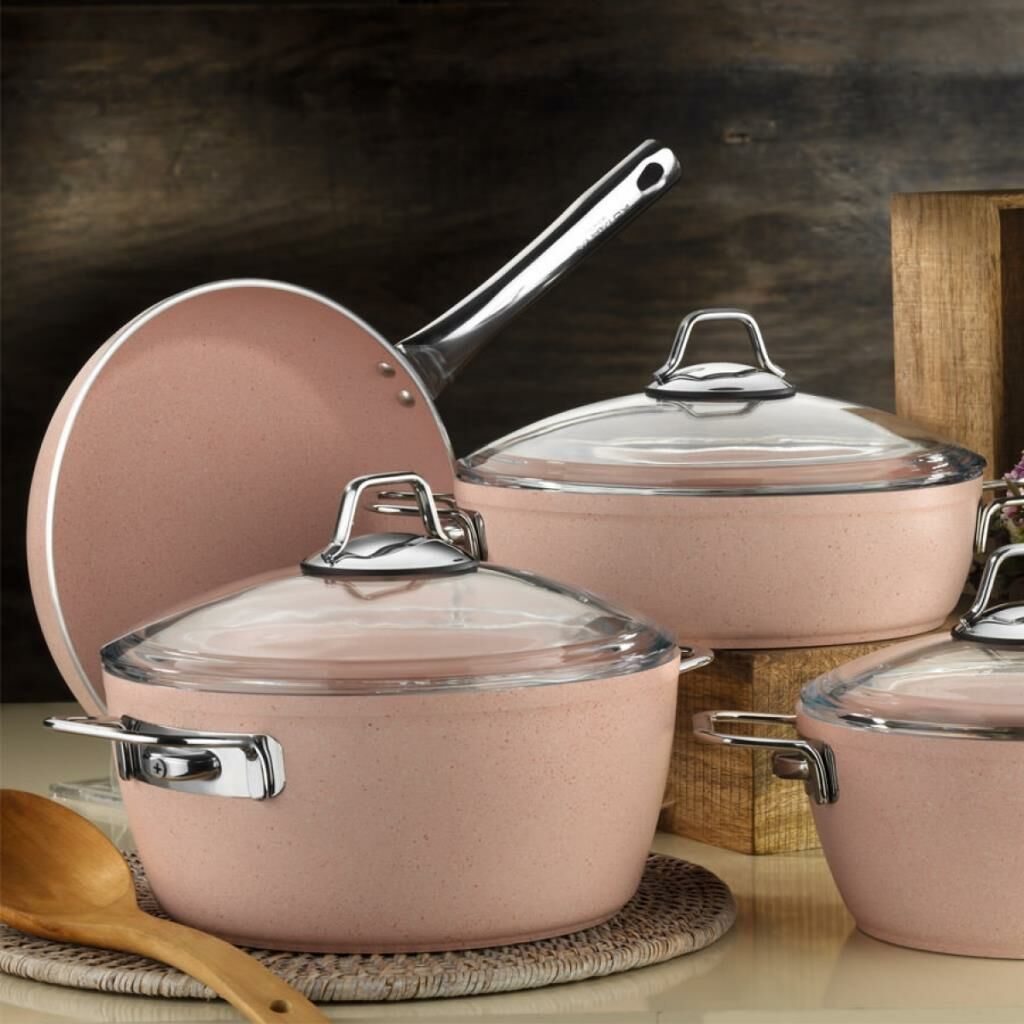 Kütahya Porselen Silvia 7 Parça Tencere Seti Granit Pembe