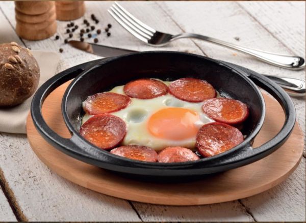 Lava Ahşap Altlıklı Döküm Demir Yuvarlak Tava Çap (Ø) 20 cm