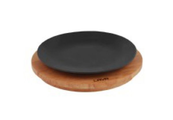 Lava Ahşap Altlıklı Yuvarlak Döküm Demir Tabak Çap(Ø) 25 cm