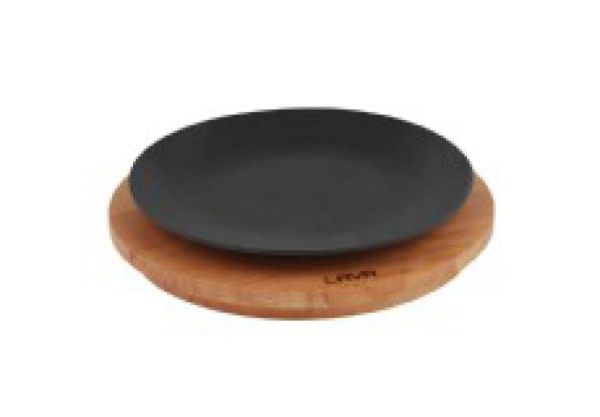Lava Ahşap Altlıklı Yuvarlak Döküm Demir Tabak Çap(Ø) 25 cm