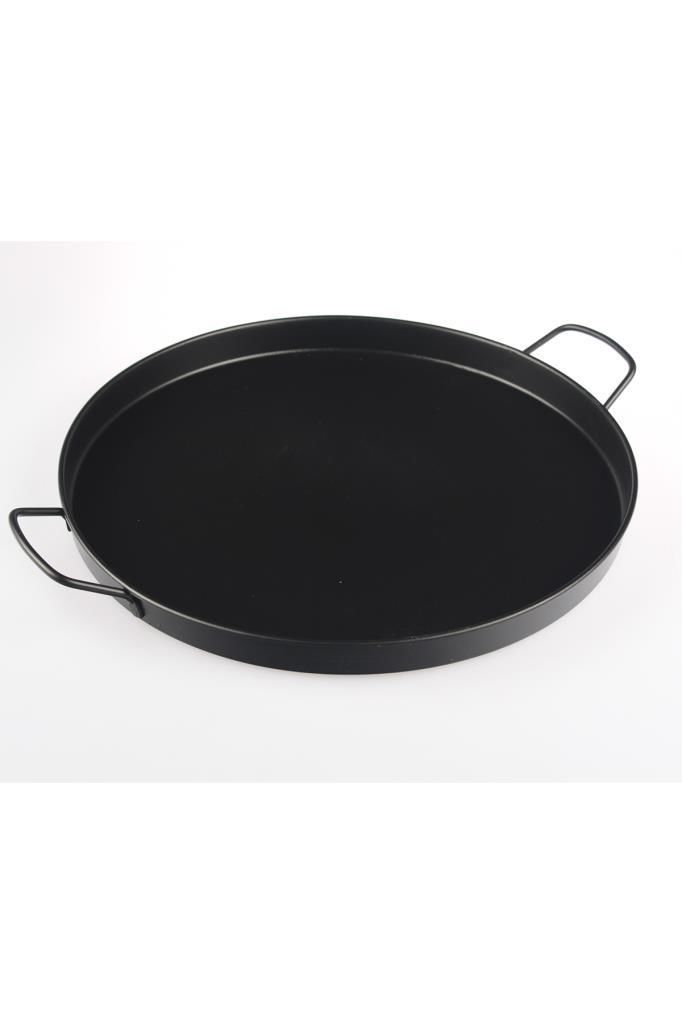 İkram Dünyası Galvaniz Sunum Yuvarlak Tepsi Siyah