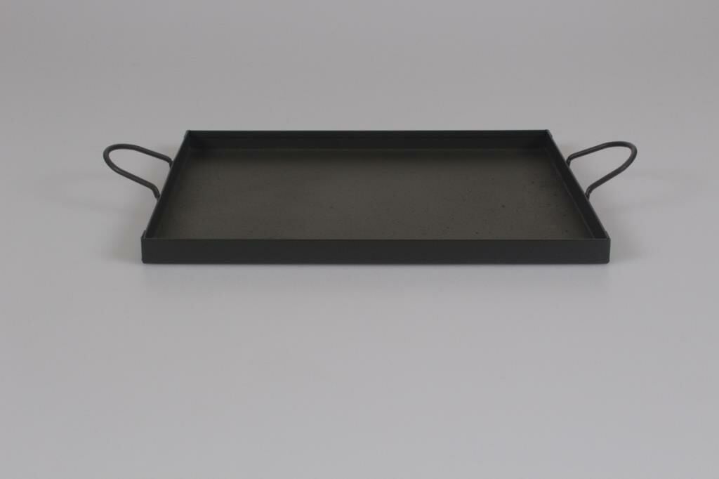 Galvaniz Dikdörtgen Tepsi Kulplu Füme Renk 24 Cm