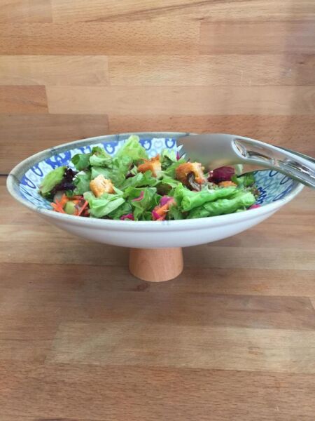 Ahşap Ayaklı Kütahya Porselen Desenli Çukur Tabak 25 cm Servis Tabağı 6 cm yükseklik kare 6 cm