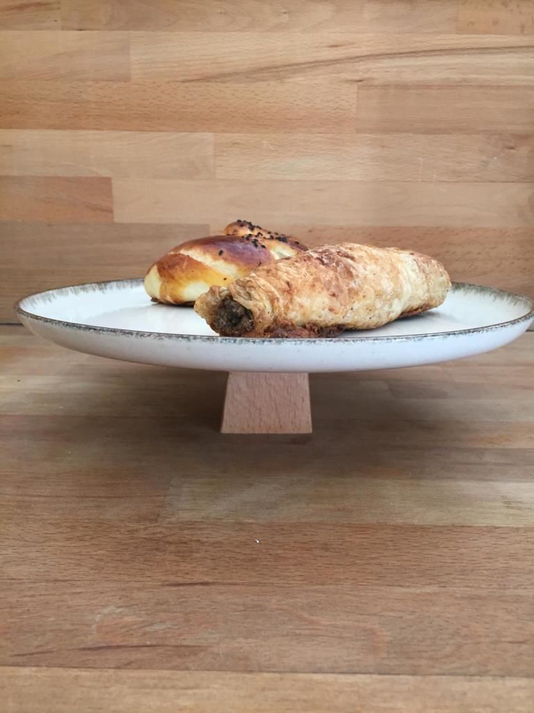 Ahşap Ayaklı Pearl Renkli 25 cm Servis Tabağı 6 cm yükseklik kare 6 cm