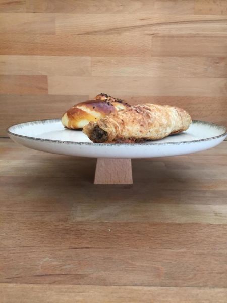 Ahşap Ayaklı Pearl Renkli 25 cm Servis Tabağı 6 cm yükseklik kare 6 cm