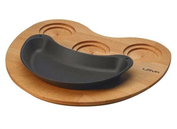 Lava Ahşap Altlıklı Döküm Demir Fajita Tavası 10x20 cm