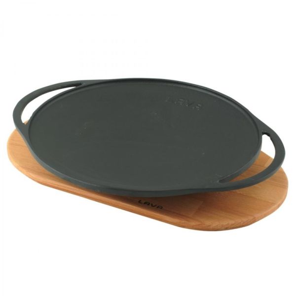 Lava Ahşap Altlıklı Döküm Demir Sac Kavurma Tavası (Ø) 28 cm