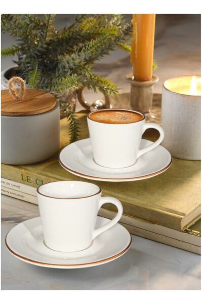 İris Porselen İnci-İlay Türk Kahvesi Fincanı 6 lı Altın Yaldızlı