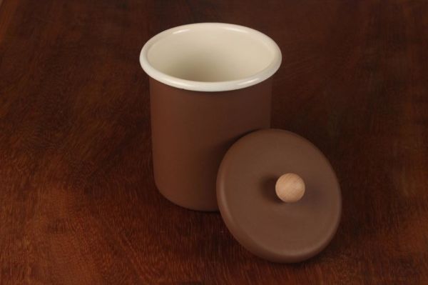 Emaye Mat Kavanoz Kahve 13*14 Cm