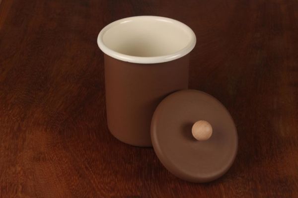 Emaye Mat Kavanoz Kahve 13*14 Cm