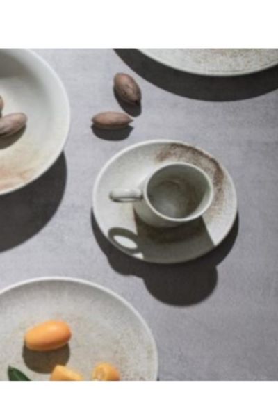 İris Porselen İnci-İlay Türk Kahvesi Fincanı 6 lı Altın Yaldızlı