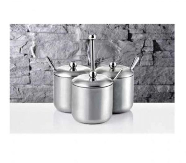 Biradlı Baharatlık Çelik Mat 3`Lü