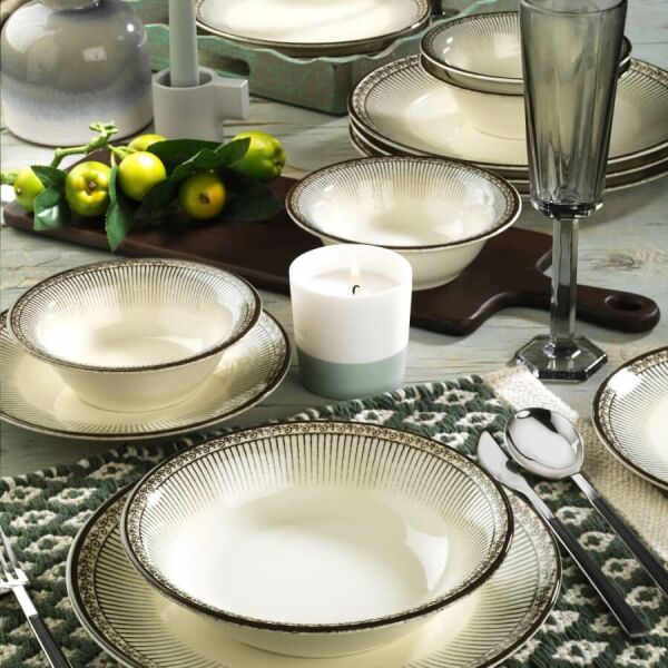 Kütahya Porselen NANO CERAM 24 PRÇ YEMEK TAKIMI DG110/SİYAH