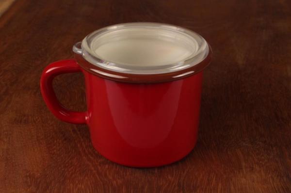 Emaye Kulplu Kavanoz Kırmızı 12 Cm