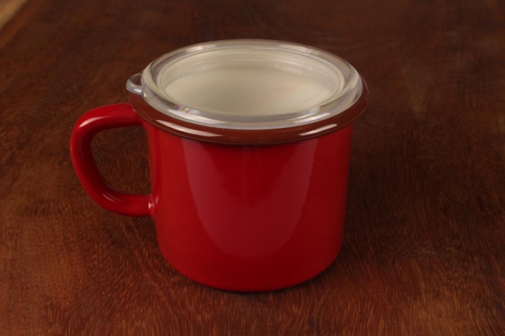 Emaye Kulplu Kavanoz Kırmızı 12 Cm