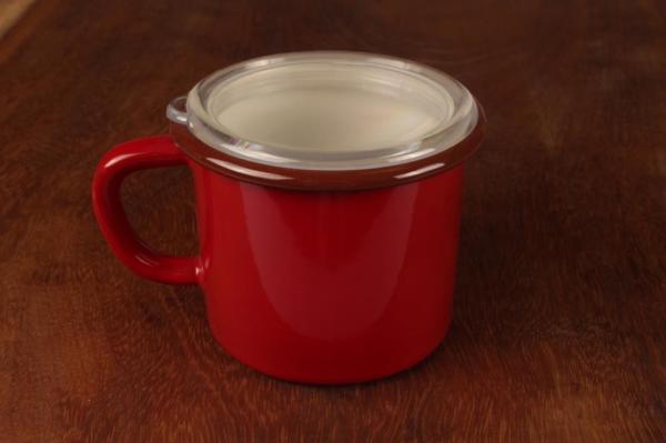 Emaye Kulplu Kavanoz Kırmızı 12 Cm