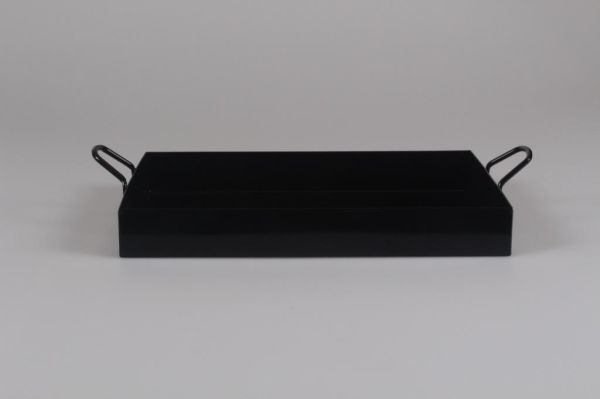 Galvaniz Tepsi Kulplu Siyah Renk 21.5 Cm