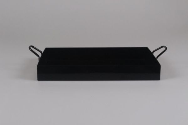Galvaniz Tepsi Kulplu Siyah Renk 21.5 Cm
