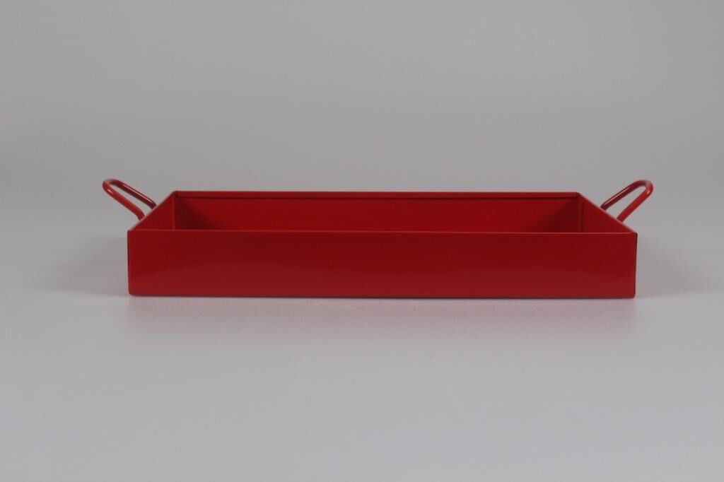 Galvaniz Tepsi Kulplu Kırmızı Renk 21.5 Cm
