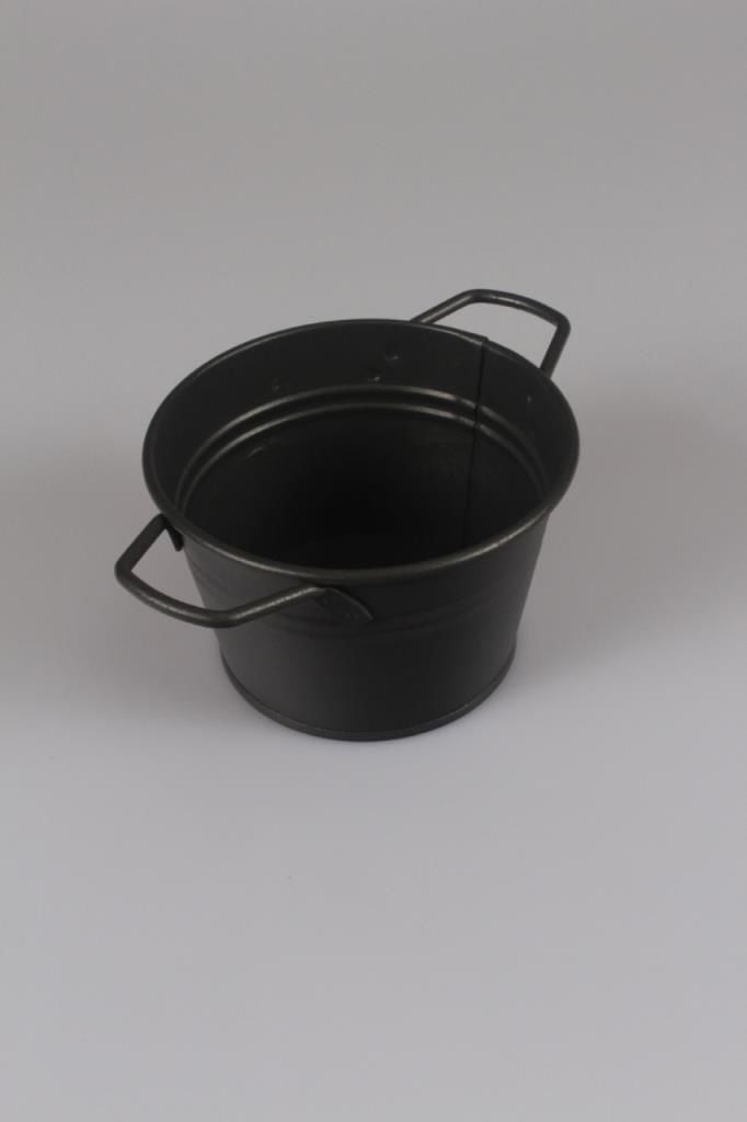 Galvaniz Yuvarlak Kova Kulplu Füme Renk 14 Cm
