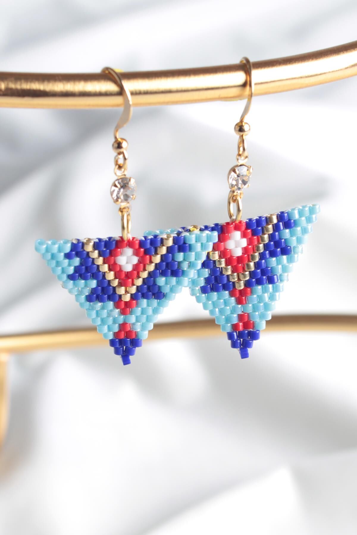 Zarias's Küpe Miyuki Mavi Üçgen Desen