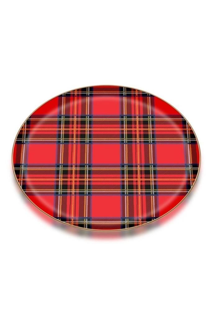 Glore Servis Tabağı Seti 6 lı Ekose Kırmızı
