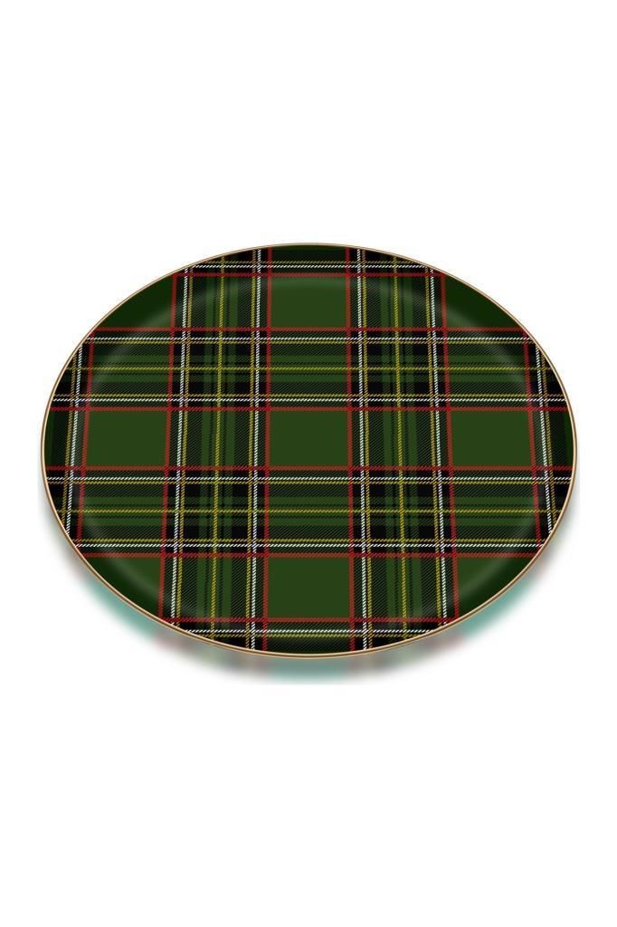 Glore Servis Tabağı Seti 6 lı Ekose Yeşil