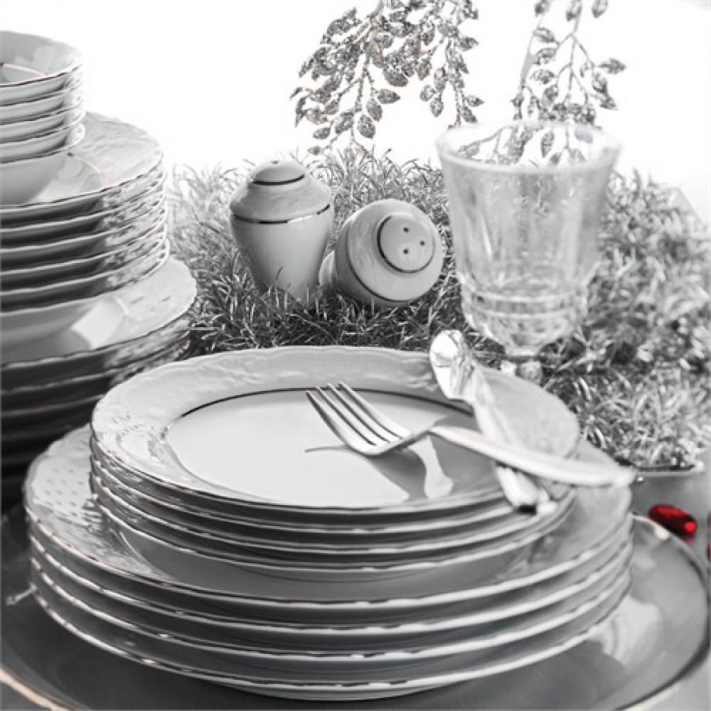 Kütahya Porselen Lalezar 85 Parça Platinli Yemek Takımı