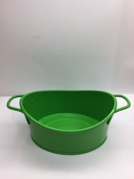 Behçet Oval Kulplu Tepsi Yeşil 18*14 Cm