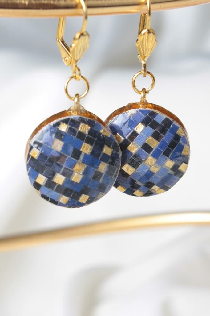 Zarias's Küpe Nancy Quilling Lacivert Desenli