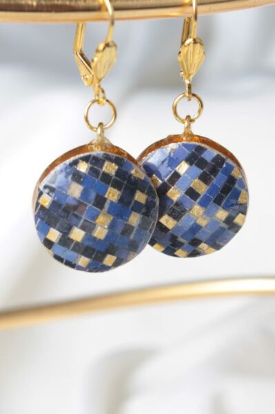 Zarias's Küpe Nancy Quilling Lacivert Desenli