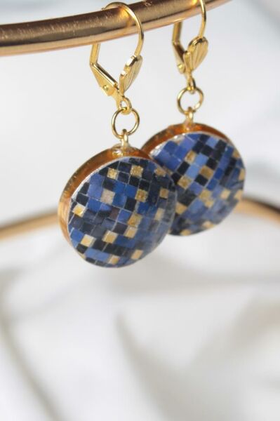 Zarias's Küpe Nancy Quilling Lacivert Desenli