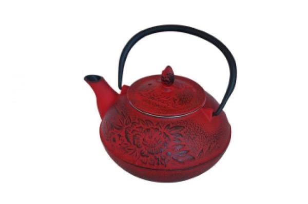 Bambum Linden - Nergis 800 ml Kırmızı Döküm Çaydanlık