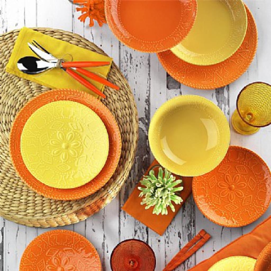 Kütahya Porselen Naturaceram Sun Flower 24 Parça Sarı Yemek Seti