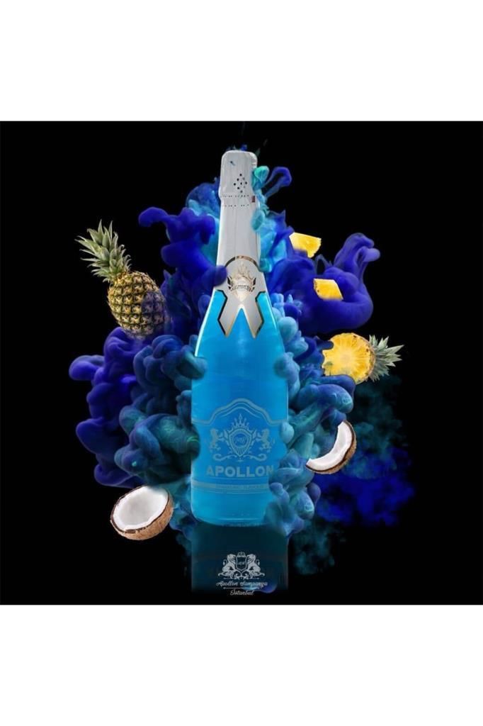 MB Apollon Alkolsüz Şampanya Blue Hawaii Aromalı Simli