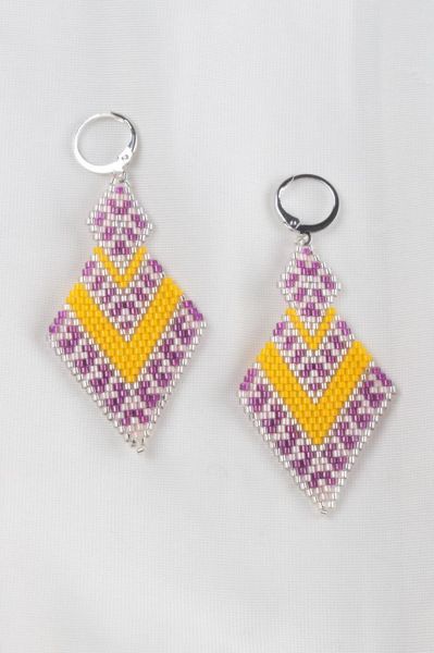 Zarias's Küpe Miyuki Baklava Desen Sarı-Fuşya