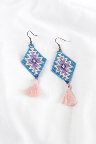 Zarias's Küpe Miyuki Baklava Desen Lacivert - Lila