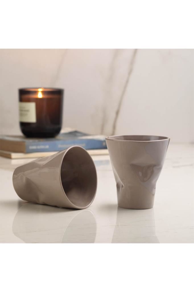 Kütahya Porselen Crash Espresso Kahve Fincan Seti 140 cc Gri 2 li