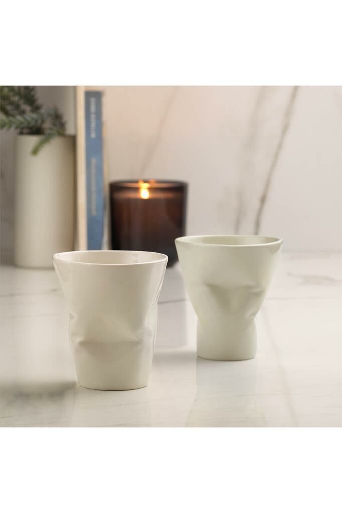 Kütahya Porselen Crash Espresso Kahve Fincan Seti 140 cc Krem 2 li